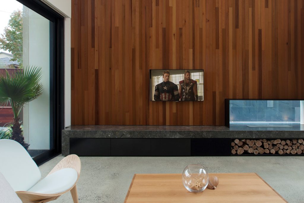 Western cedar feature wall