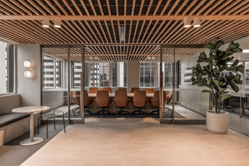 Spotted Gum used as cladding in office space
